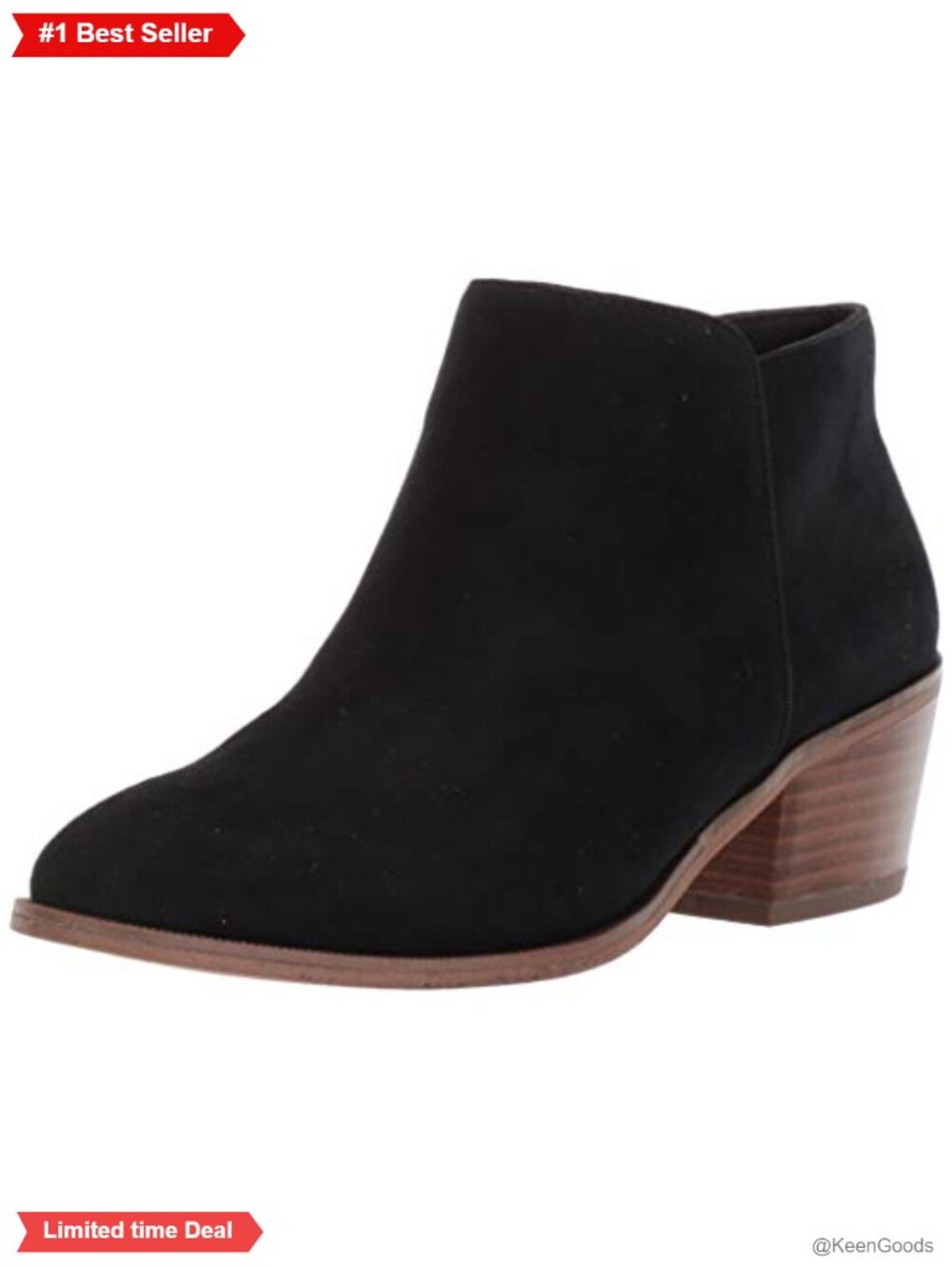 Women's Low Heel Ankle Boots with Side Zipper Stacked Block Heel Faux Suede